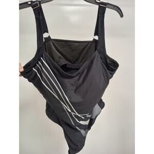Black One Piece Plus Size Bathing Suit with Gray/Silver Decor Size 4X  0272